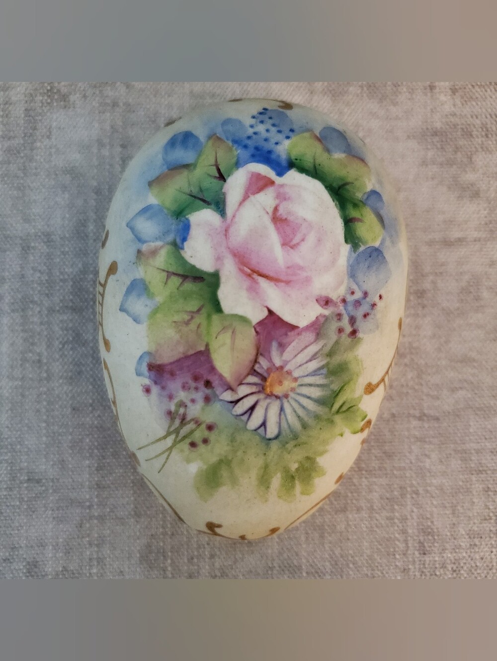 Vintage Lefton China Egg Shaped Trinket Box
